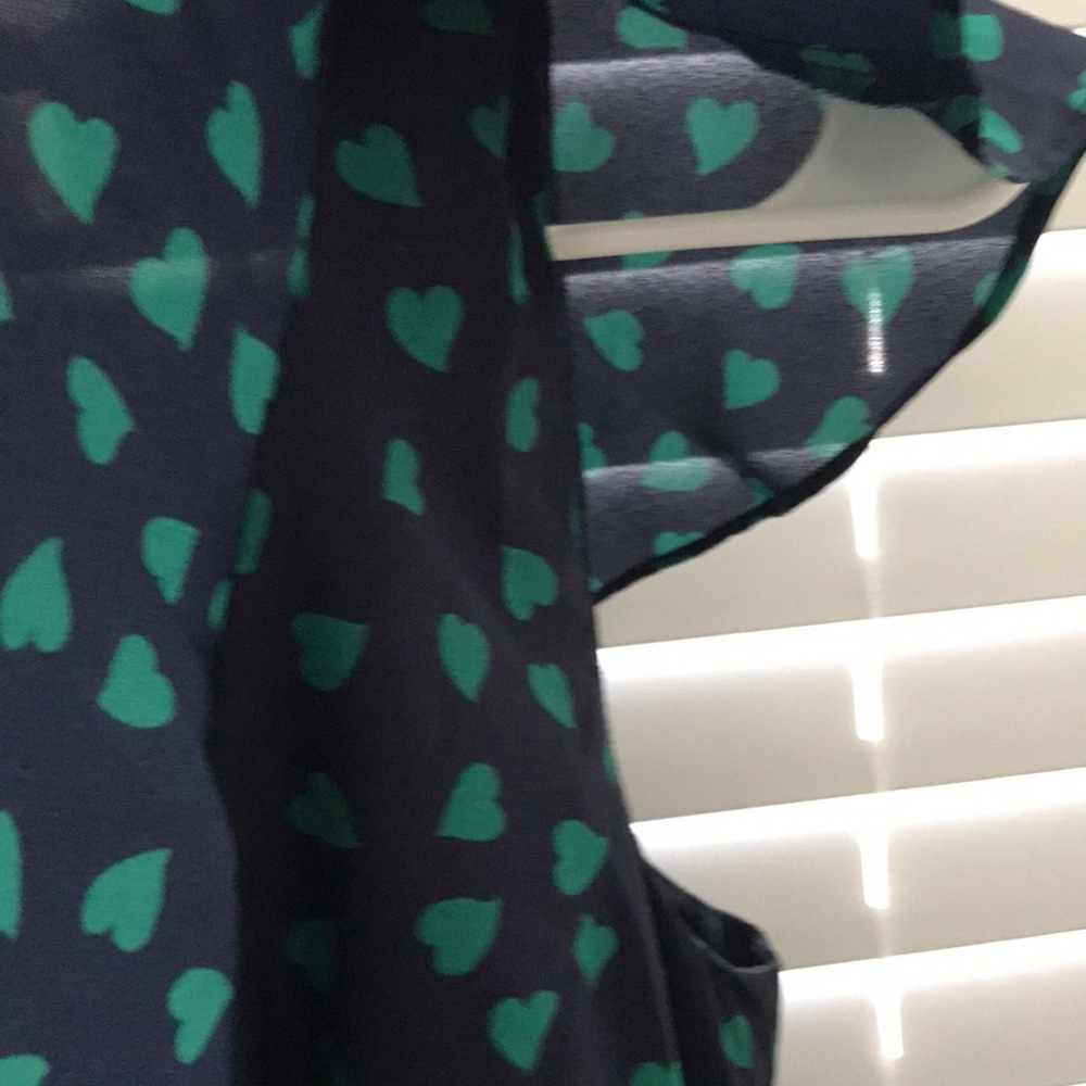 Forever 21 XXI Boutique Hearts Sleeveless Dress Navy Blue Green Size M - Picture 9 of 16